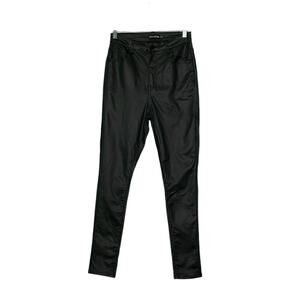 PRETTYLITTLETHING black coated waxed high rise jeans size 8